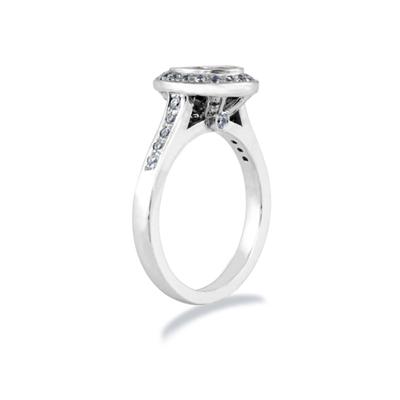 14k White Gold Bezel  Set Engagement Ring