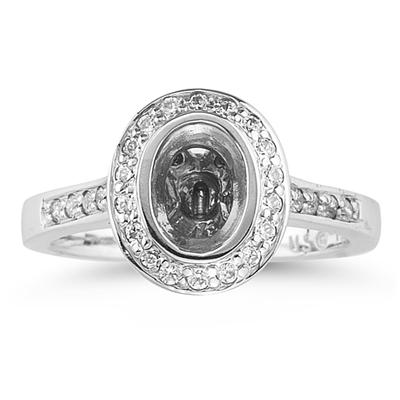 14k White Gold Bezel  Set Engagement Ring