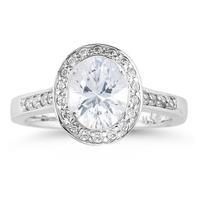 18k White Gold Bezel  Set Engagement Ring