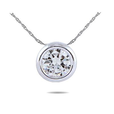 14K White Gold Bezal Set Round Solitaire Pendant Setting