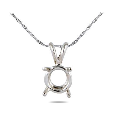 14K White Gold Prong Set Solitaire Pendant Setting