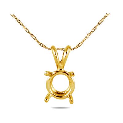 18K Yellow Gold Prong Set Solitaire Pendant Setting