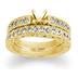 Antique Engraved Diamond Bridal Set in Yellow Gold