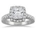 Engagement Ring with Round Side Stones in 14K White Gold