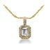 Prong Set Emerald diamond with side stone Pendant Setting in 14K Yellow Gold