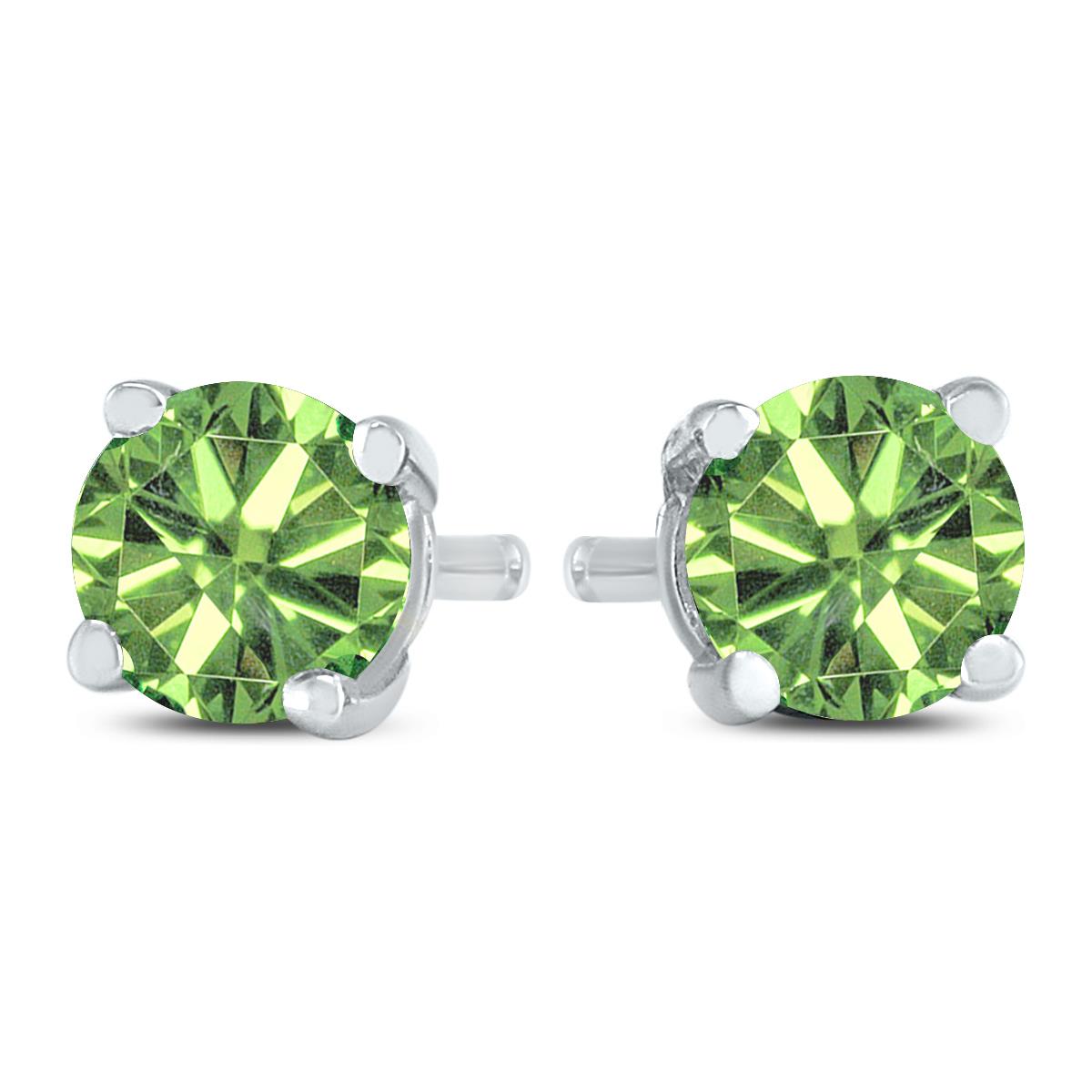 1 CTW Round Naturally Mined Green Diamond Solitaire Stud Earring in 10k