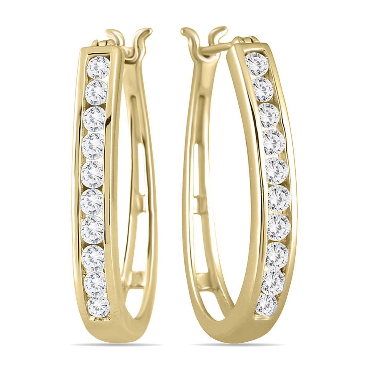 1 Carat TW Diamond Hoop Earrings in 10K Yellow Gold ERH50603D