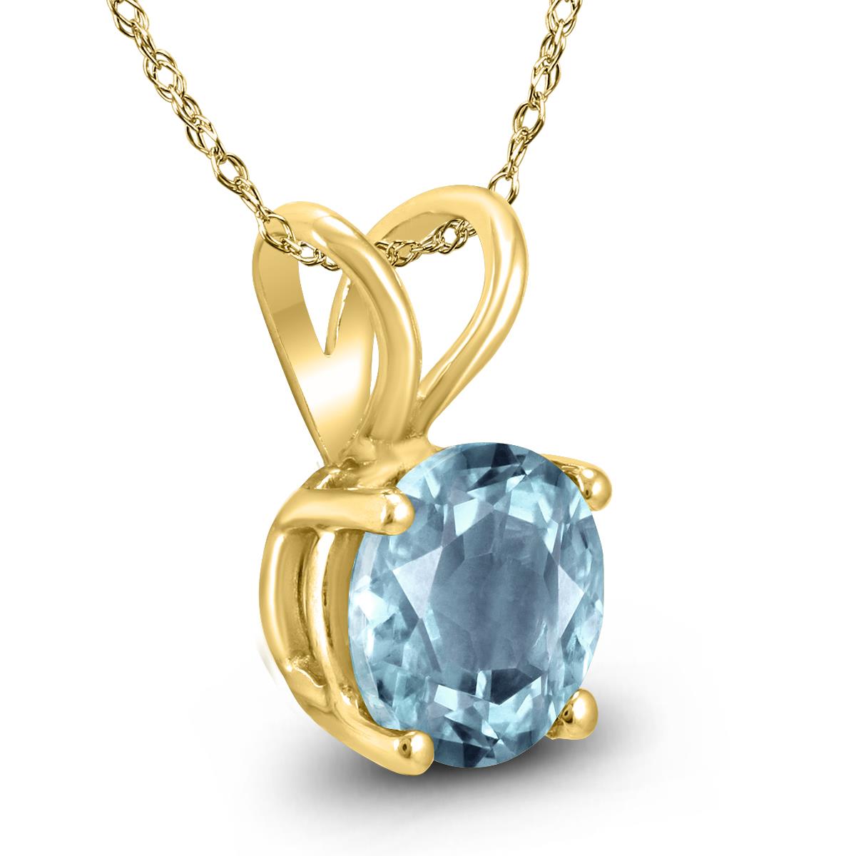 14K Yellow Gold 5MM Round Aquamarine Pendant GPD59117AQ