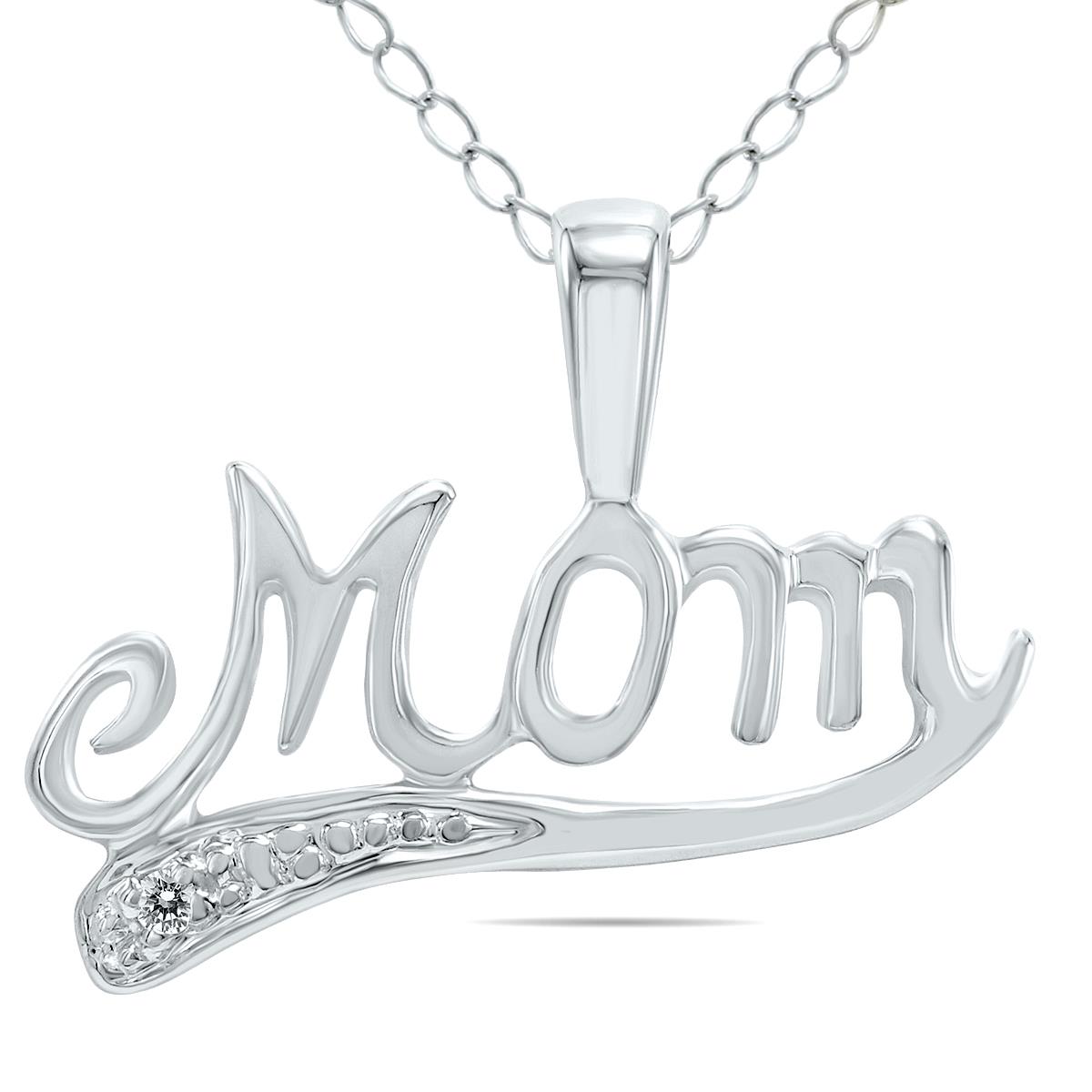 Diamond Mom Pendant in 10K White Gold - PDF8172