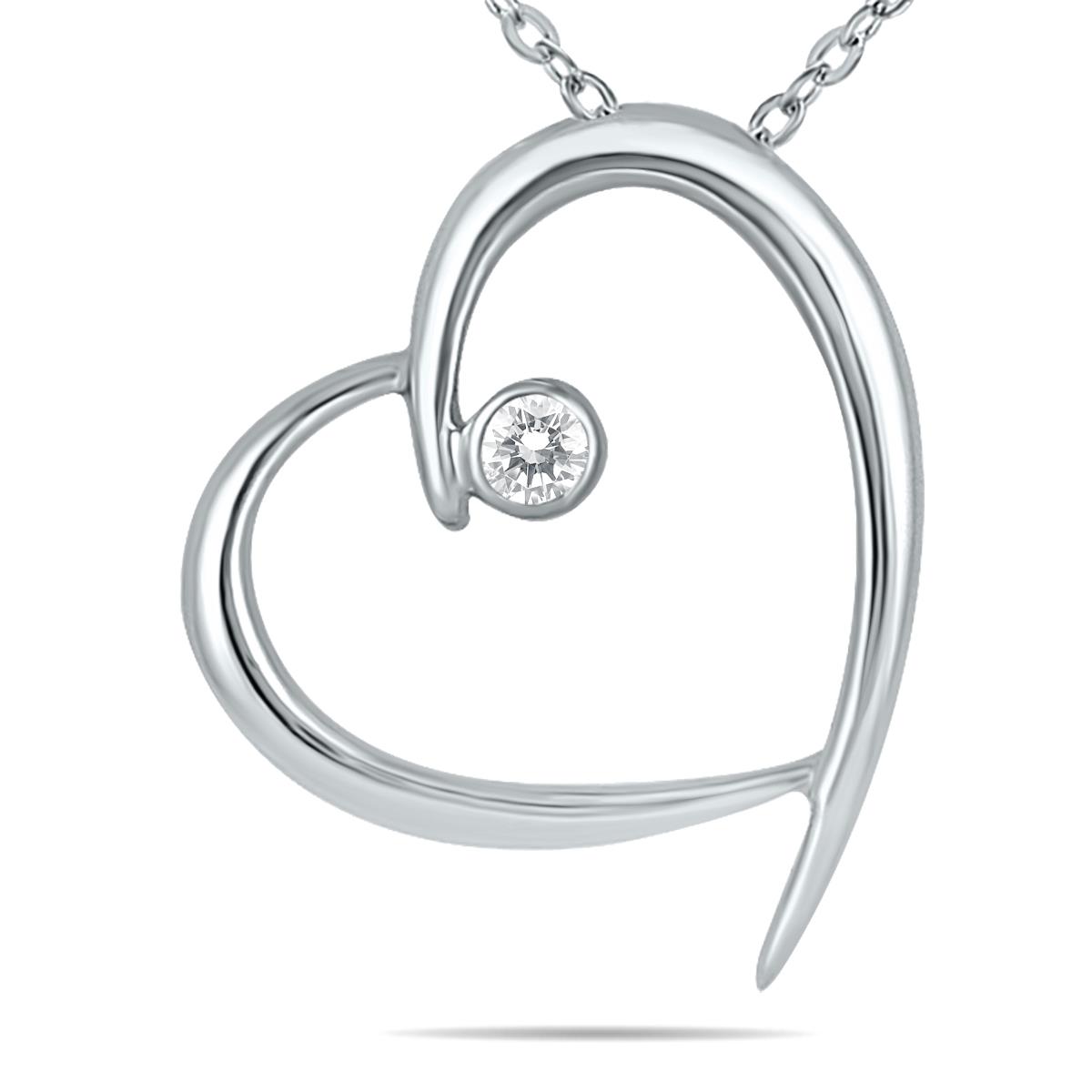 Genuine Diamond Heart Brilliance Pendant in 10K White Gold PDH5142