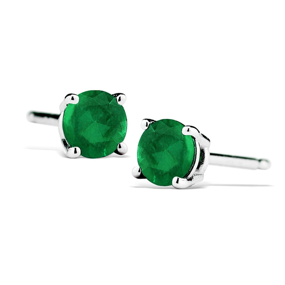 1/2 Carat TW Natural 4MM Emerald Stud Earrings in .925 Sterling Silver