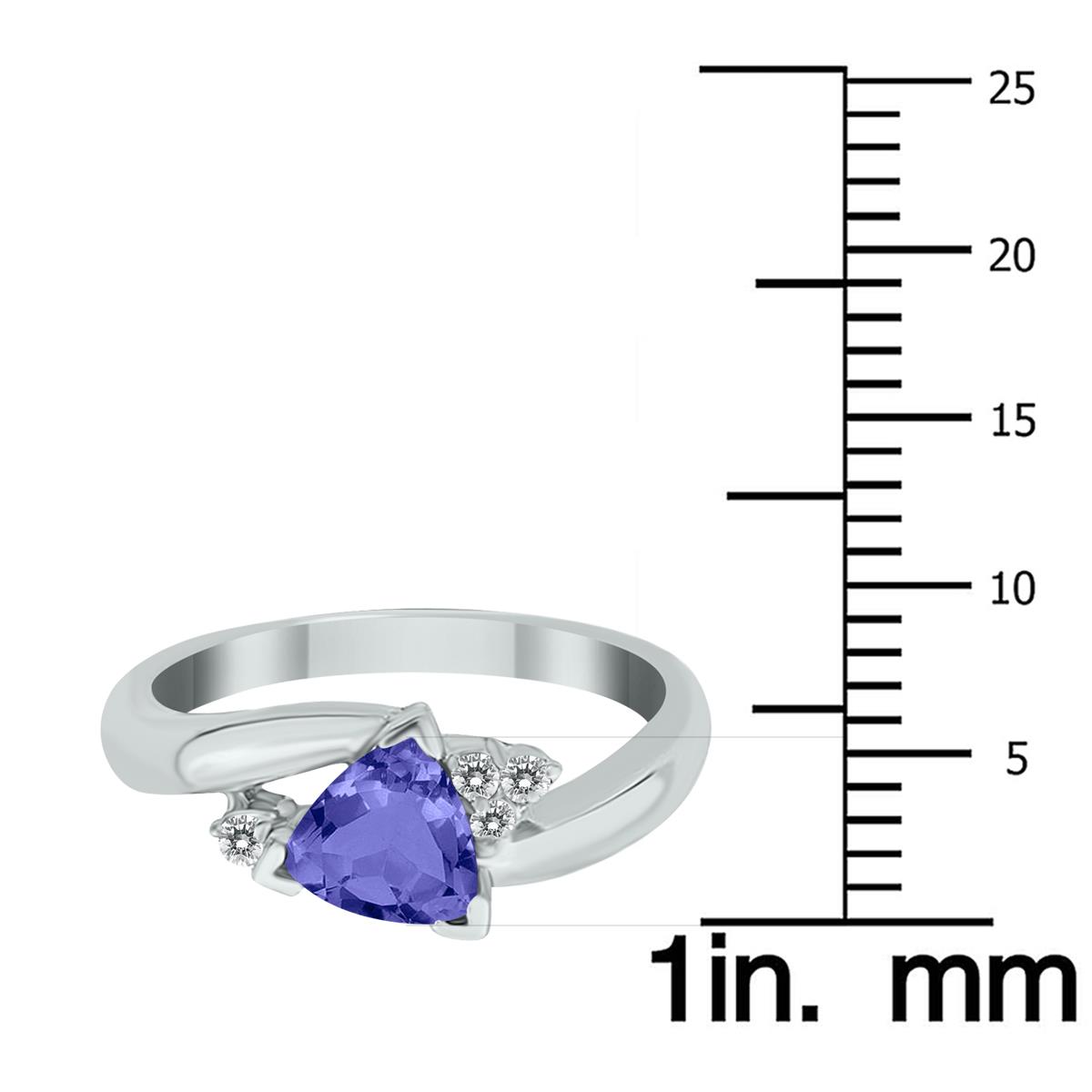 Bague En Or 14 Carats Avec Tanzanite Et Diamants - Forme Trillion - Taille 7 - Marque Elizabeth Jewelry - Neuf Sans Boîte