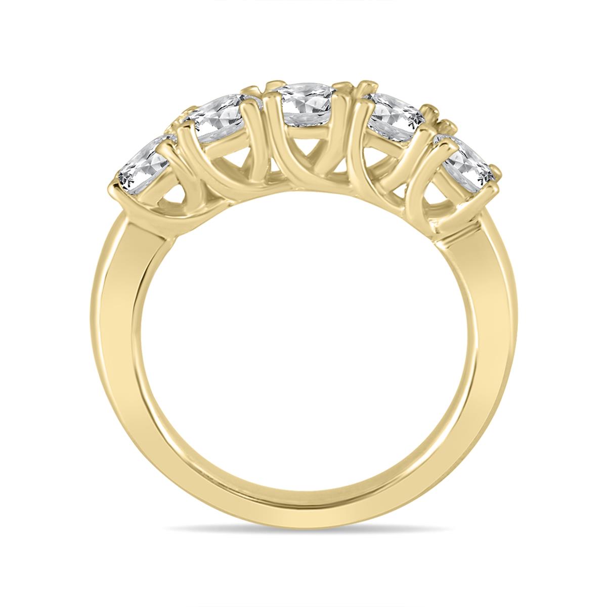 2 Carat TW Five Stone Diamond Wedding Band in 14K Yellow Gold - RGF562368