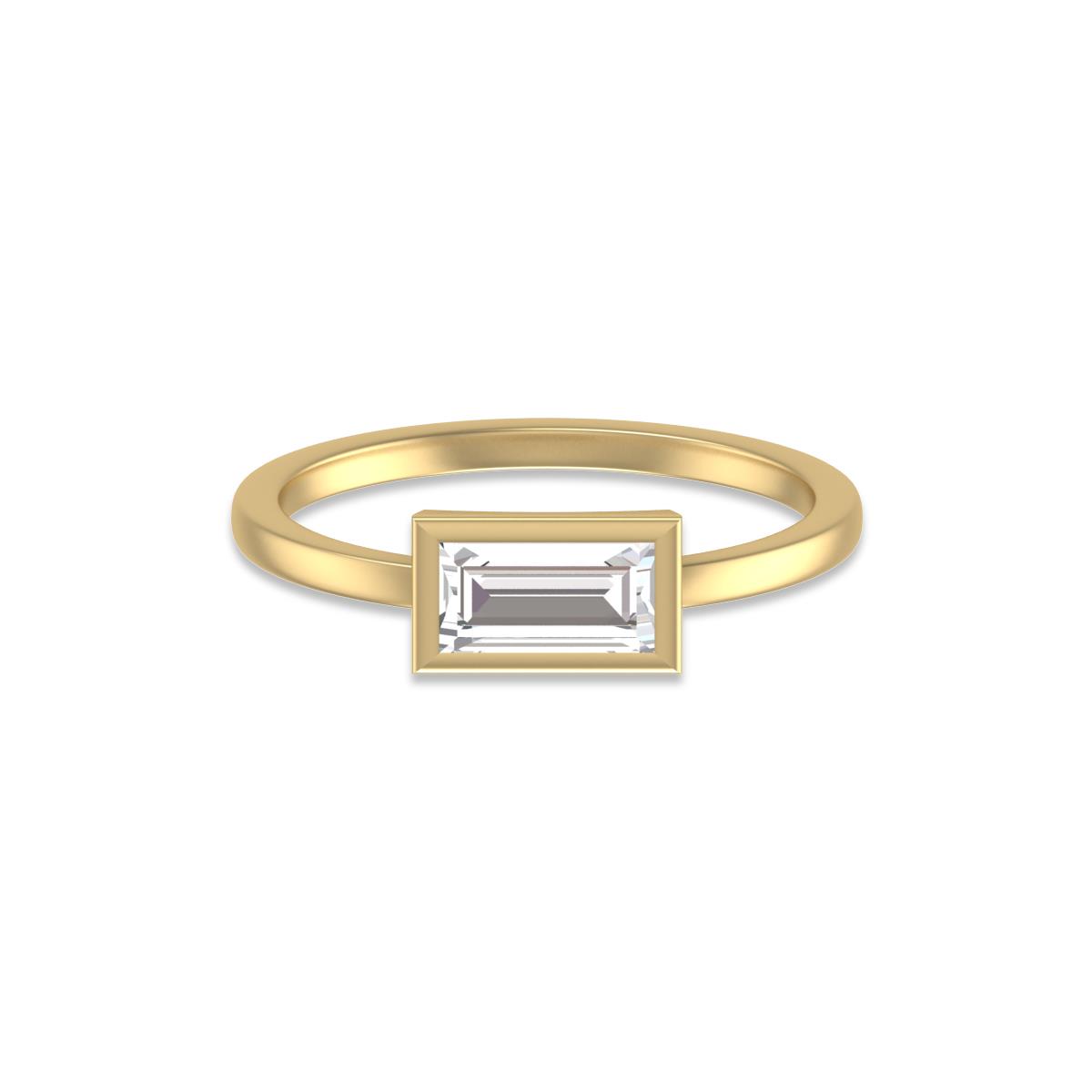 Lab Grown 1/4 Carat Baguette Bezel Solitaire Diamond Ring in 14K Yellow ...
