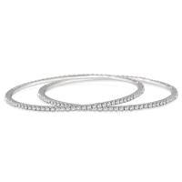White Crystal Art Deco Large Bangle Bracelets