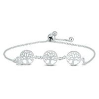 Triple Tree of Life Bolo Bracelet in .925 Sterling Silver 
