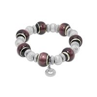 Naldina Wine Burgundy Murano Glass Bead Bracelet with Sterling Silver Roundels
