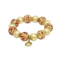Fiamma Ruby Red Murano Bracelet with Elegant Gold Bead Bracelet