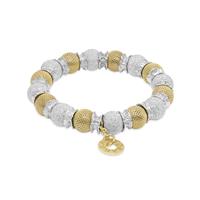 Silver and Gold Laser Beads with Silver Roundelle Bracelet