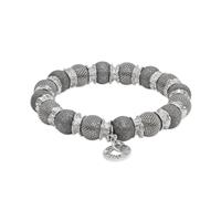 Silver and Black Laser Beads with Silver Roundels Bracelet