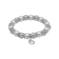 Palma Bianca Silver Woven and Satin Beads Bracelet