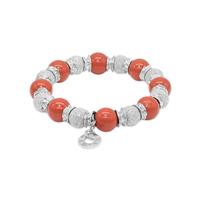 Susana Coral and Laser-Cut Silver Beads Bracelet with Silver Roundels