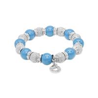 Lorenza Turquoise and Laser Silver Beads Bracelet with Silver Rondelle Accents