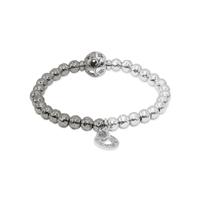 Vani Black and Silver Day and Night Bracelet with Moon and Star Accent Beads