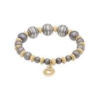 Vani Black and Silver Day and Night Bracelet with Moon and Star Accent Beads