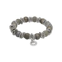 Jovanna Black Beads Bracelet with Silver Spring Accents