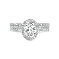 1 3/4 Carat TW Center Oval Lab Grown Diamond Halo Bridal Set in 14K White Gold