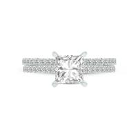 3.30 CTW Center Princess Cut Lab Grown Diamond Engagement Ring Set in 14K White Gold