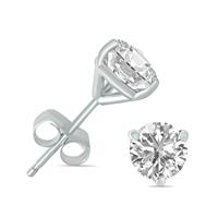 1 Carat TW Lab Grown Diamond Martini Set Round Earrings in 14K White Gold