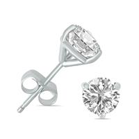 1.50 Carat TW Lab Grown Diamond Martini Set Round Earrings in 14K White Gold
