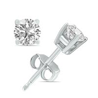 1/2 Carat TW Lab Grown Diamond Round Solitaire Stud Earrings in 14K White Gold