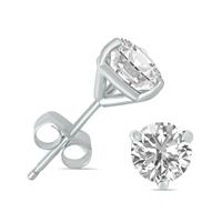 3 Carat TW Lab Grown Diamond Martini Set Round Earrings in 14K White Gold