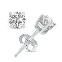 1 Carat TW Lab Grown Diamond Round Solitaire Stud Earrings in 14K White Gold