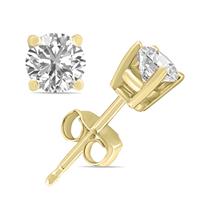 6 Carat TW Lab Grown Diamond Round Solitaire Stud Earrings in 14K Yellow Gold