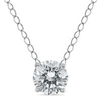 1/4 Carat Floating Round Diamond Solitaire Necklace in 14K White Gold