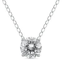 1/3 Carat Floating Round Diamond Solitaire Necklace in 14K White Gold