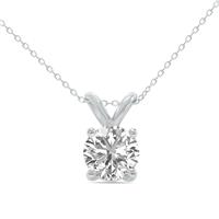 1/4 Carat Lab Grown Diamond Round Solitaire Pendant in 14K White Gold