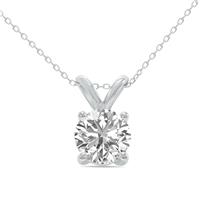 1.50 Carat Lab Grown Diamond Round Solitaire Pendant in 14K White Gold