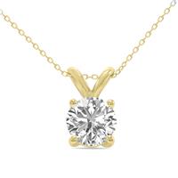 1.50 Carat Lab Grown Diamond Round Solitaire Pendant in 14K Yellow Gold