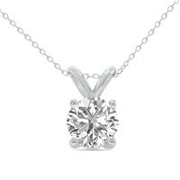 2 Carat Lab Grown Diamond Round Solitaire Pendant in 14K White Gold