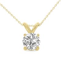 2 Carat Lab Grown Diamond Round Solitaire Pendant in 14K Yellow Gold