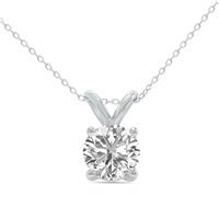 1/3 Carat Lab Grown Diamond Round Solitaire Pendant in 14K White Gold