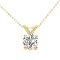 1/3 Carat Lab Grown Diamond Round Solitaire Pendant in 14K Yellow Gold