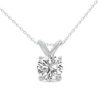 1/2 Carat Lab Grown Diamond Round Solitaire Pendant in 14K White Gold