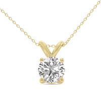 1/2 Carat Lab Grown Diamond Round Solitaire Pendant in 14K Yellow Gold
