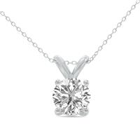 3/4 Carat Lab Grown Diamond Round Solitaire Pendant in 14K White Gold